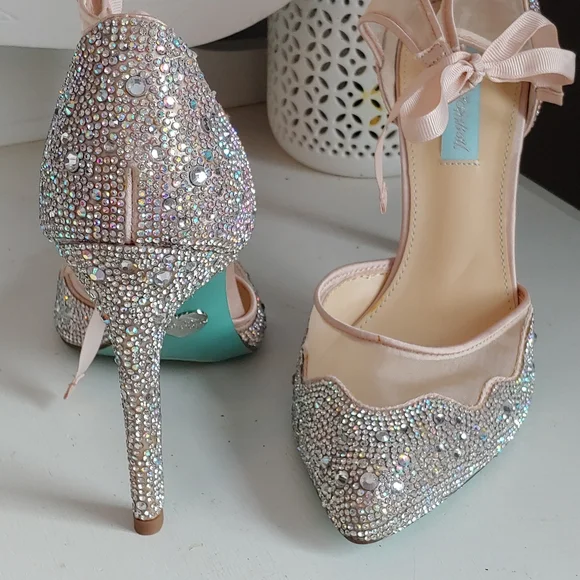 Blue by Betsey Johnson Pink and Silver Rhinestone Heels - Picture 6 of 6